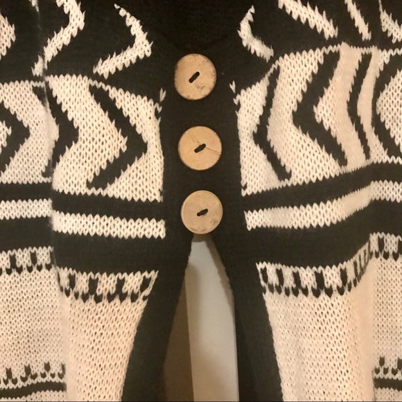 Ramie Wool Blend Aztec Knit Long Cardigan - Picture 2 of 6